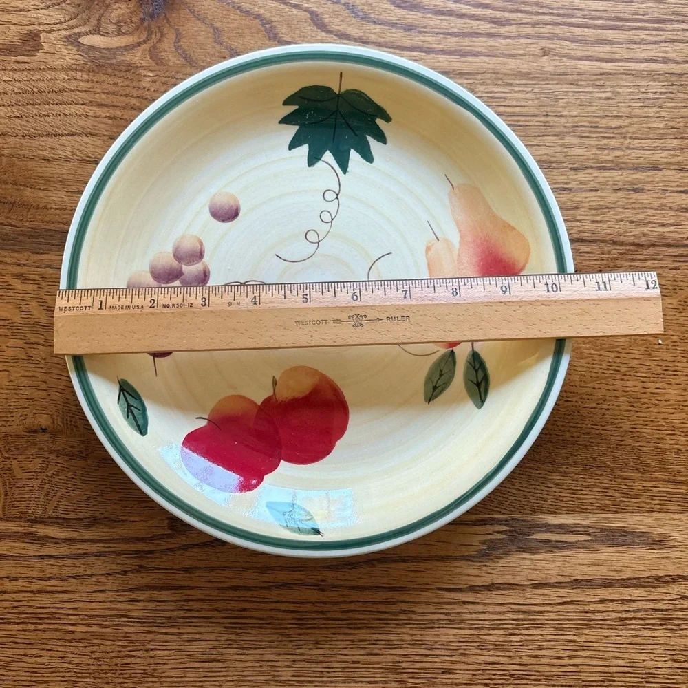 Royal Norfolk Fruit-Pattern Dinner Plates- set of 2-  Stoneware in Cream and Red